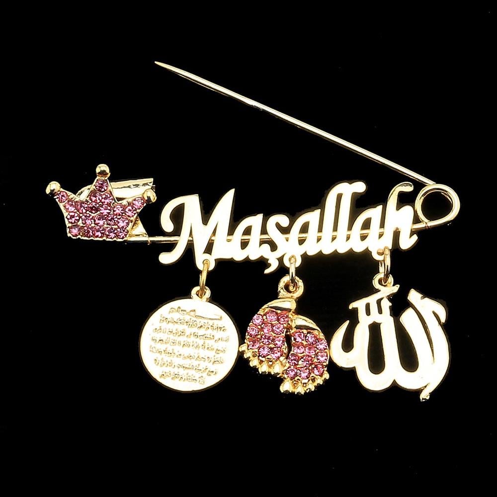 Maşallah Bebek İğnesi Pembe Taç Model