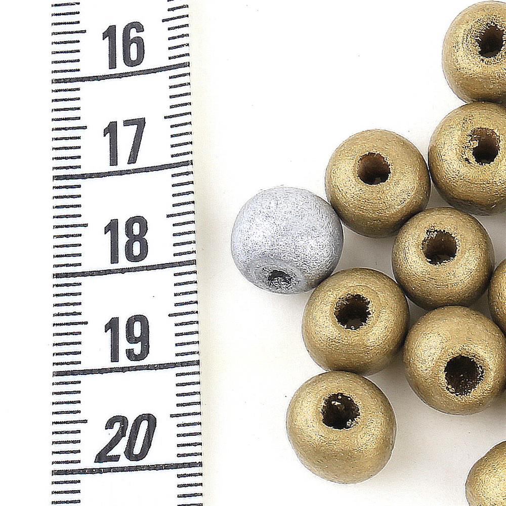 Metalik Renk Ahşap Boncuk (50 adet)