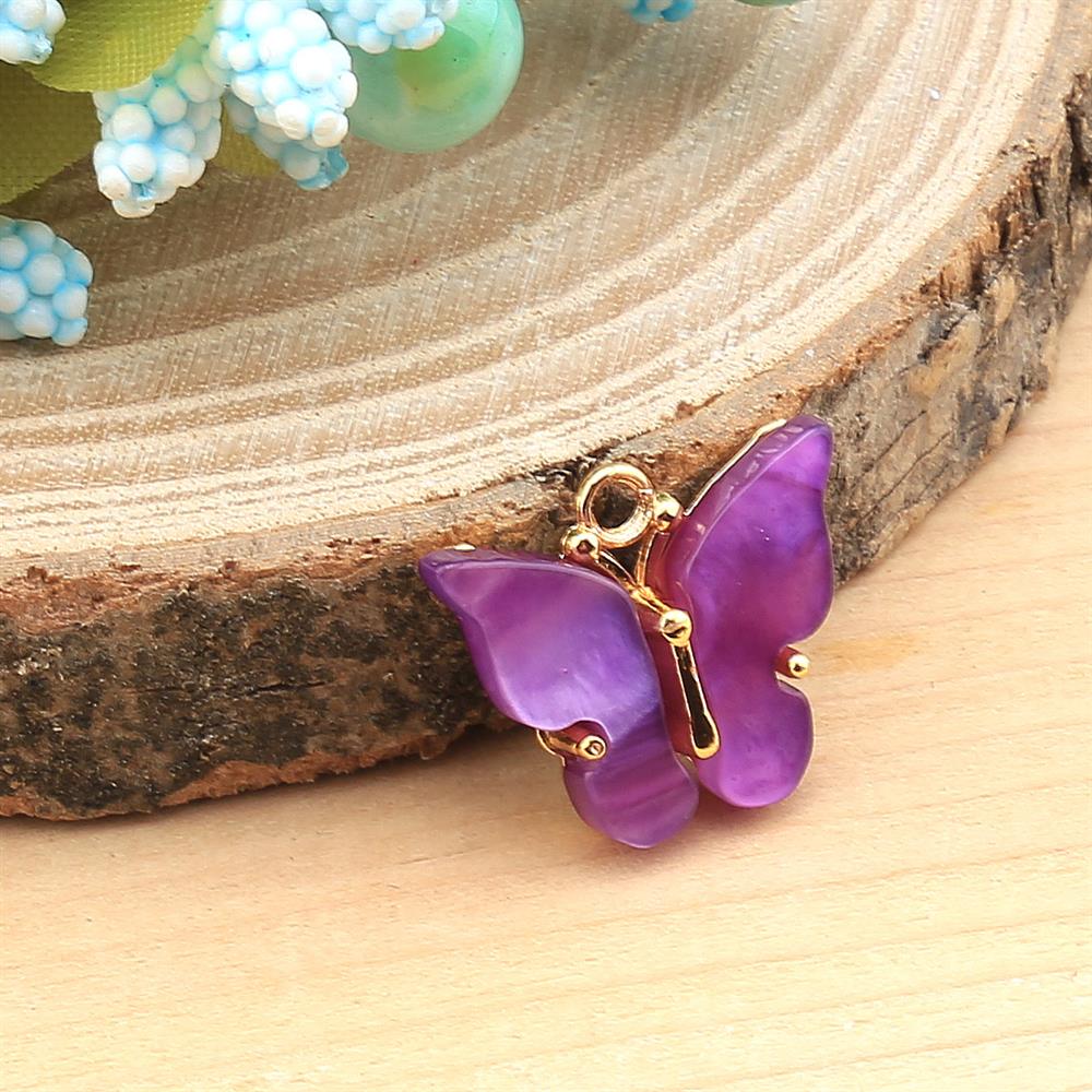 Mor Sedefli Kelebek Takı Ucu