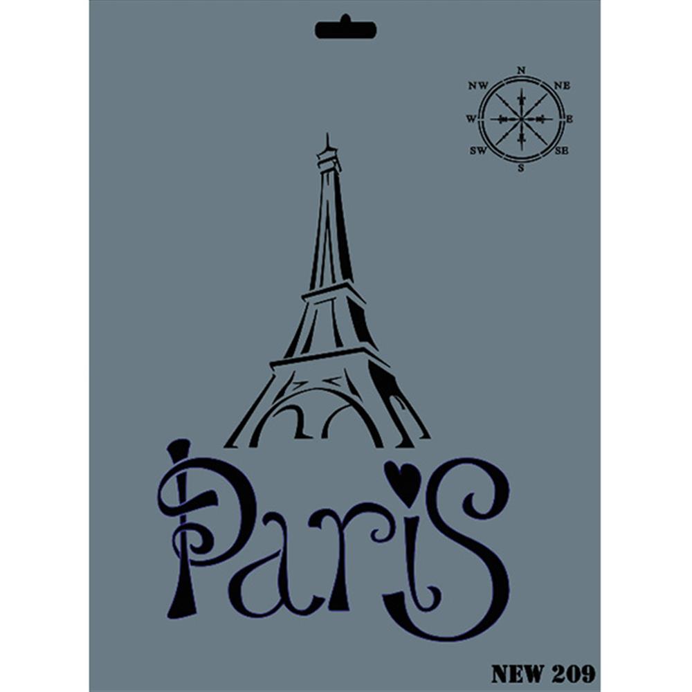 ''Paris'' Yazılı Stencil Şablon 25X35 cm - Rich New 209