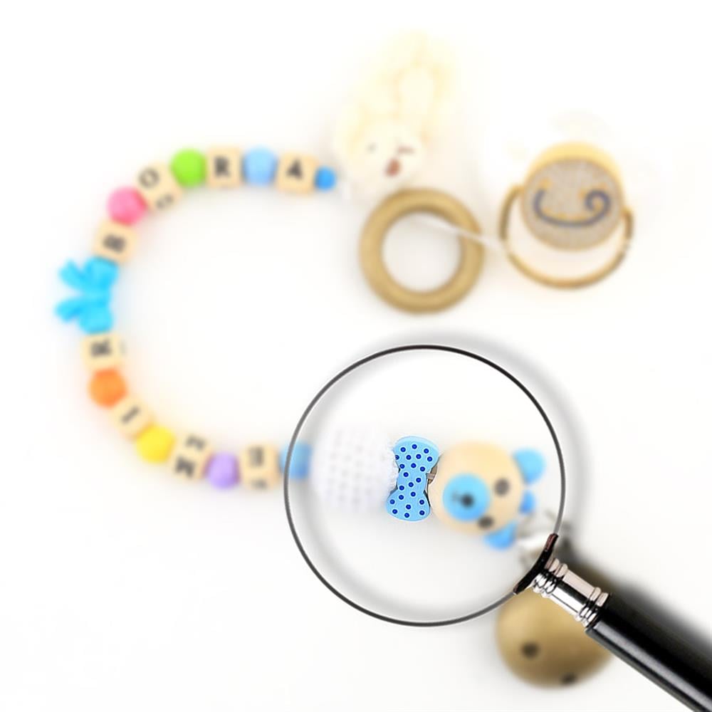 Puantiyeli Fiyonk Ahşap Emzik Zinciri Boncuğu