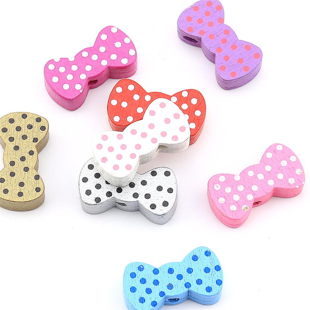 Puantiyeli Fiyonk Ahşap Emzik Zinciri Boncuğu