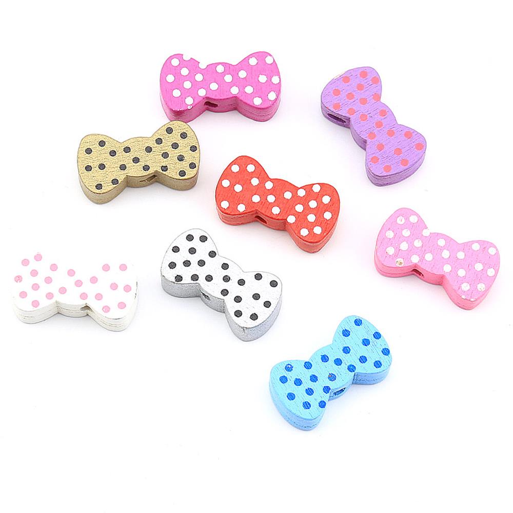 Puantiyeli Fiyonk Ahşap Emzik Zinciri Boncuğu