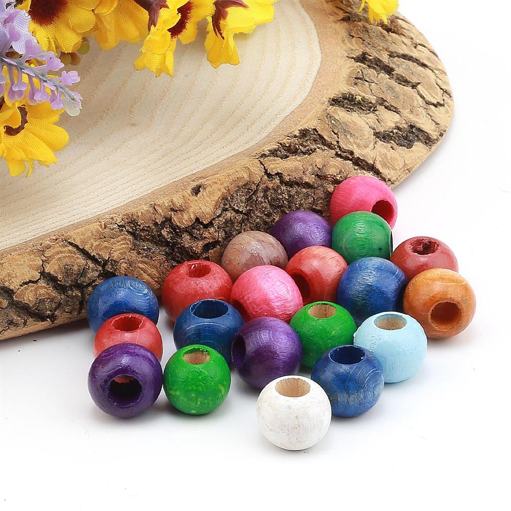Renkli Büyük Ahşap Boncuk 20 adet