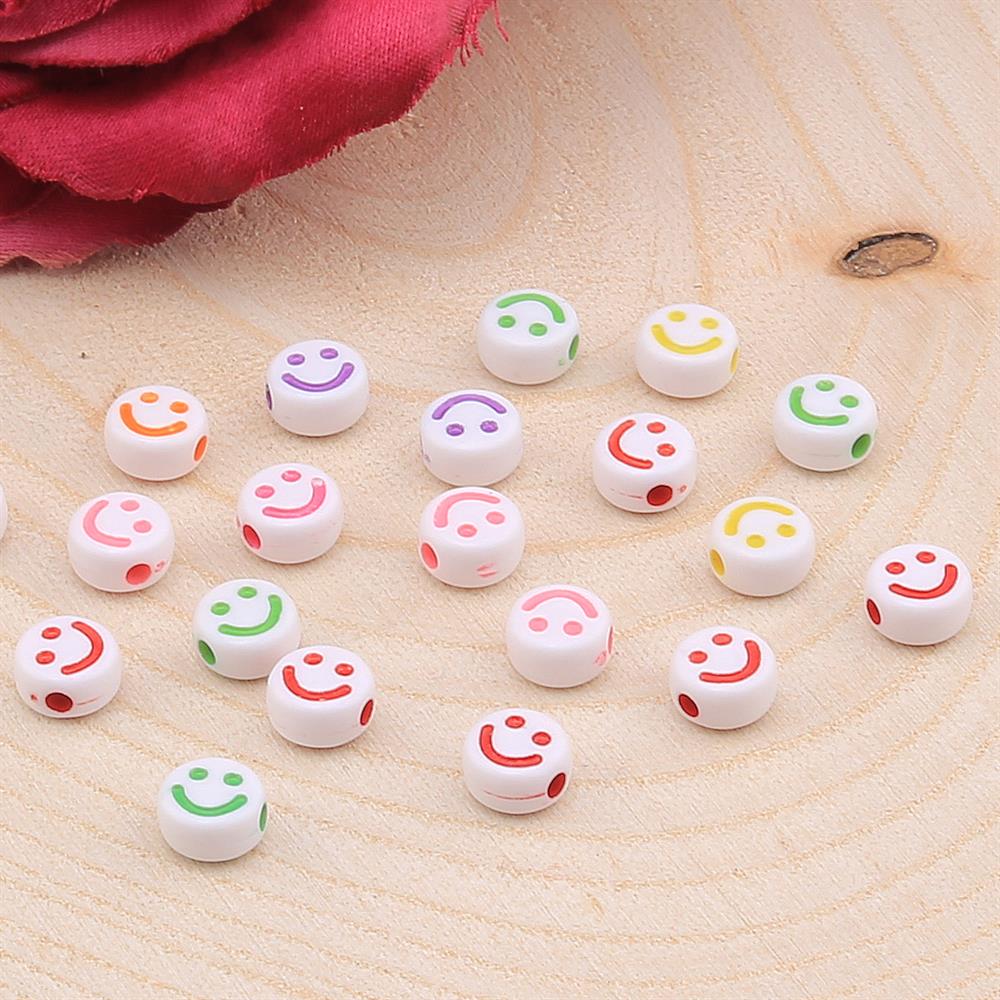 Renkli GülenYüz Plastik Boncuk