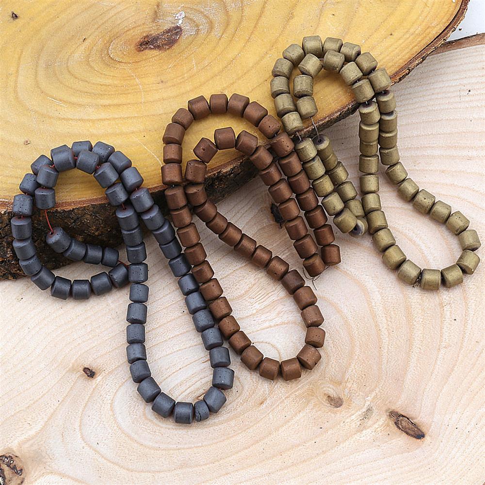 Silindir Hematit Taşı Boncuk, Mat Renkler 