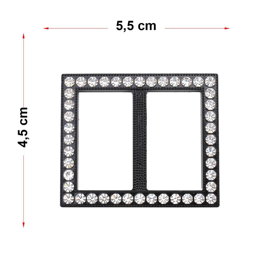 Swarovski Taşlı Siyah Renk Dikdörtgen Kemer Tokası