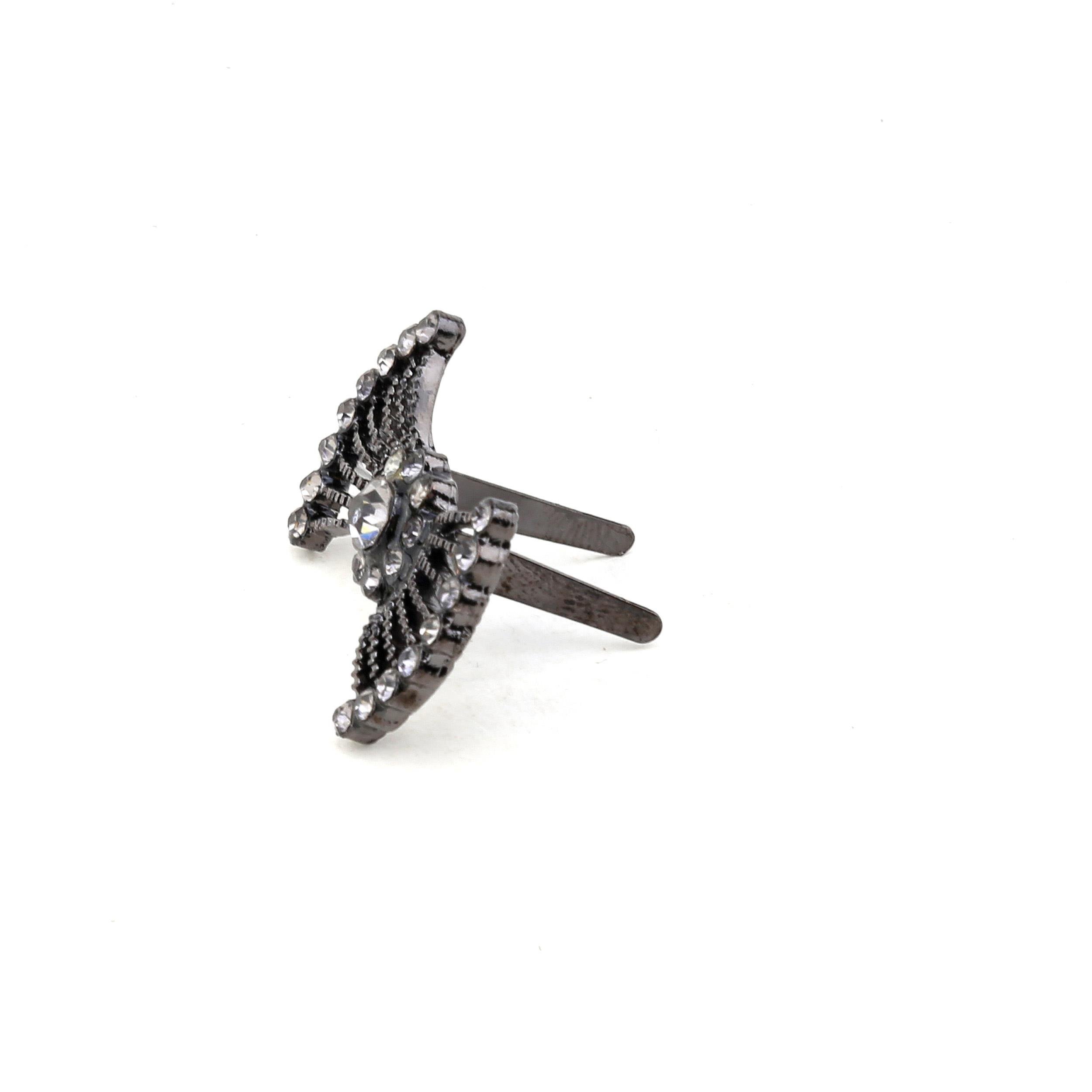 Taş Süslemeli Metal Fiyonk Süs Siyah