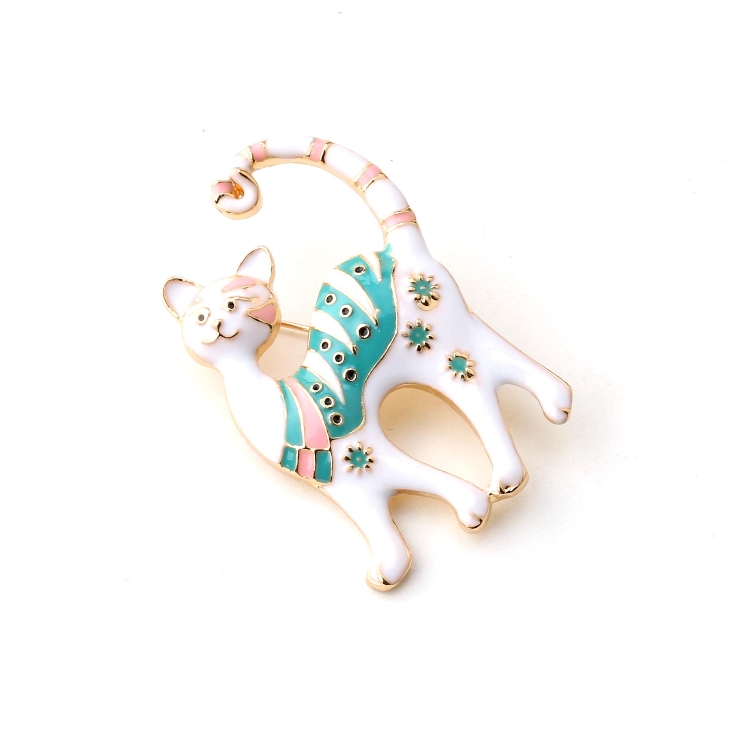 Tasarım Beyaz Kedi Broş