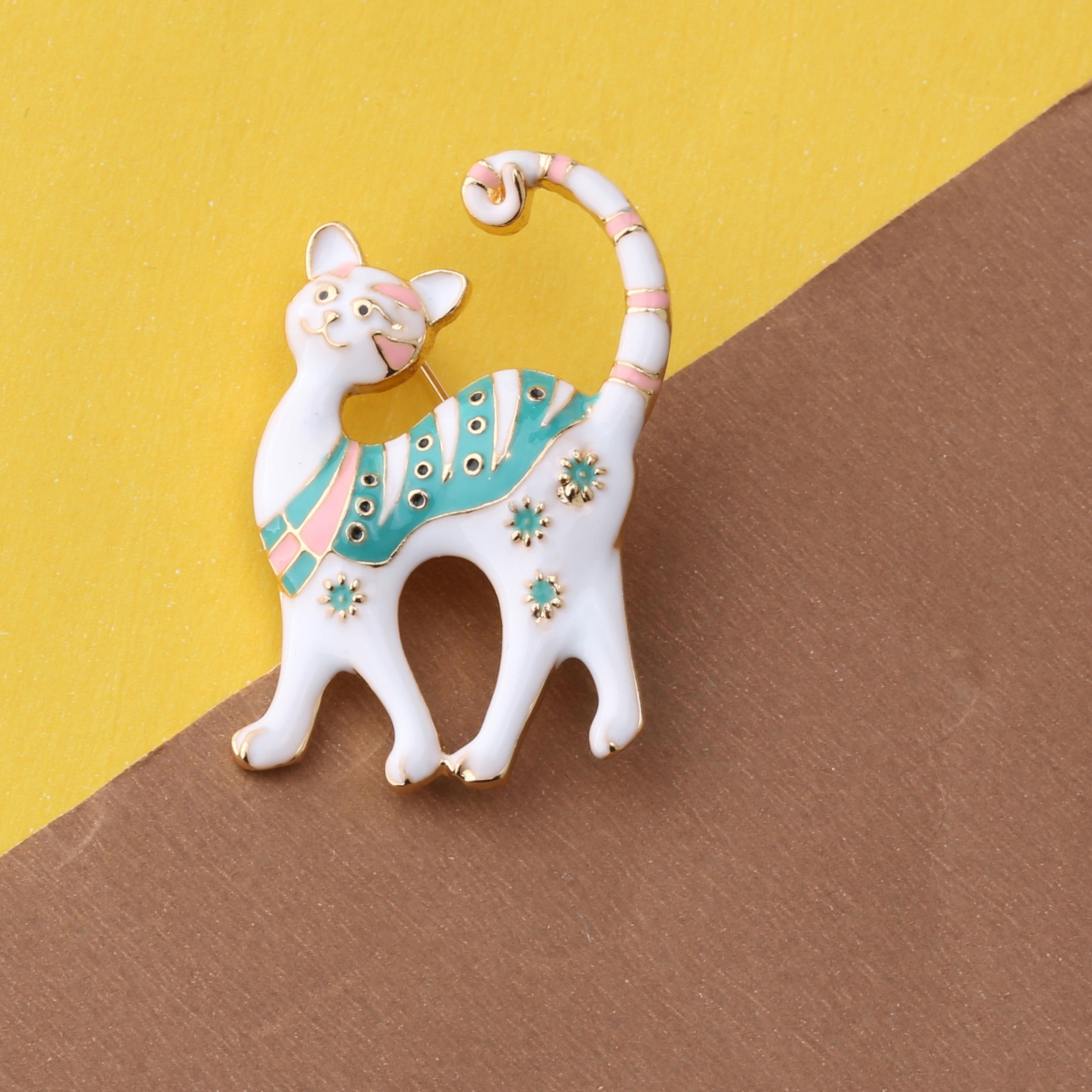 Tasarım Beyaz Kedi Broş