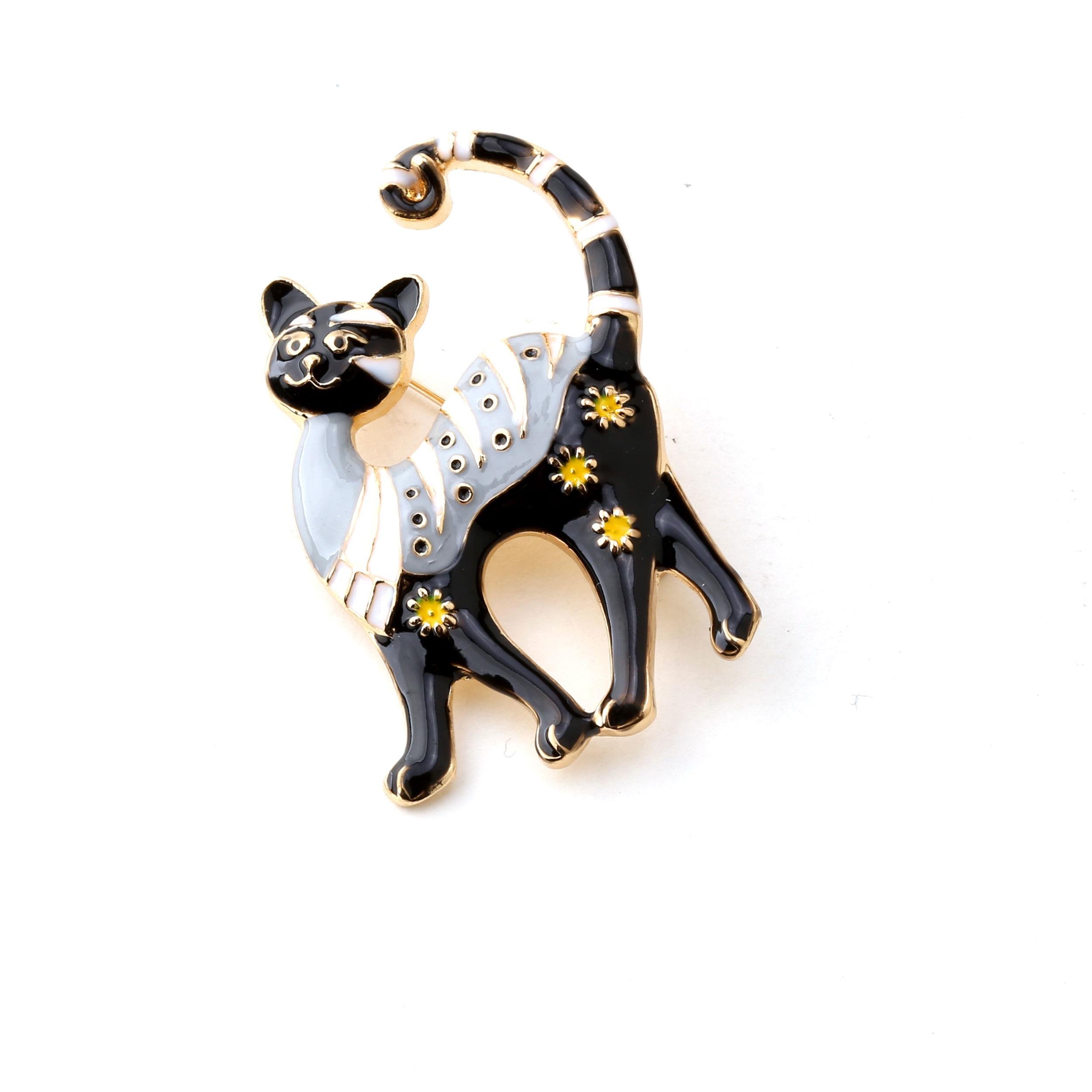 Tasarım Siyah Kedi Broş