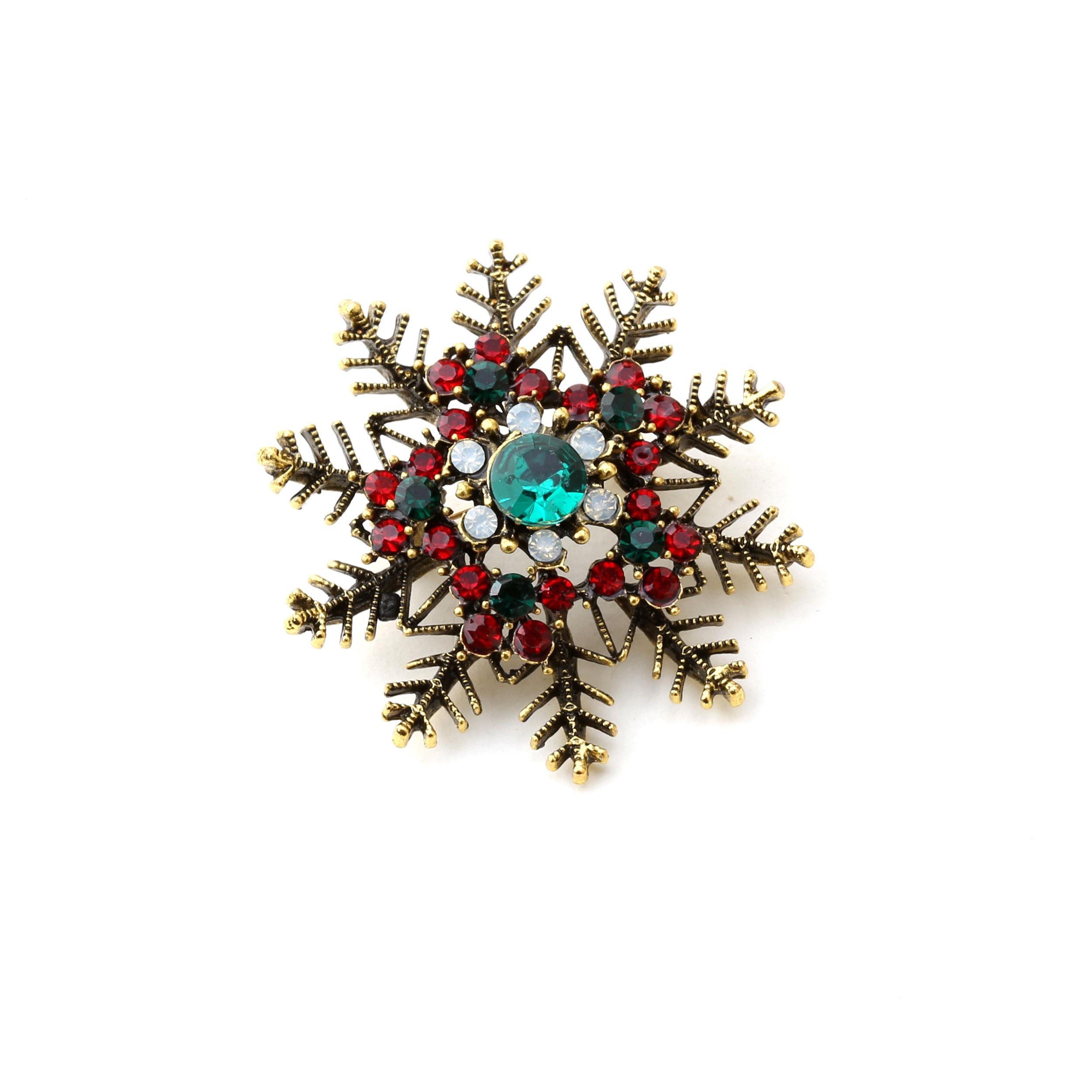 Taşlı Antik Kar Tanesi Broş