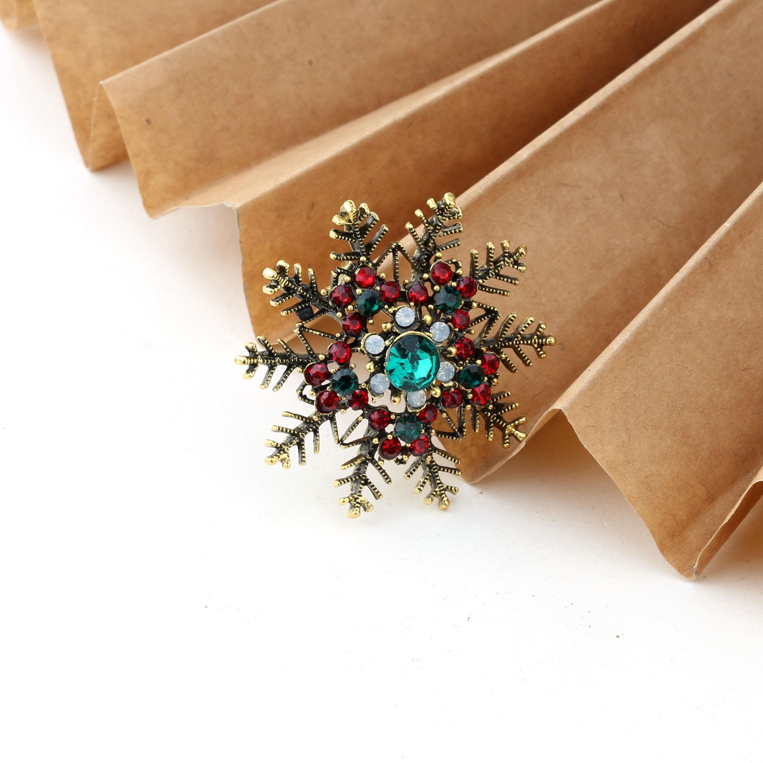 Taşlı Antik Kar Tanesi Broş