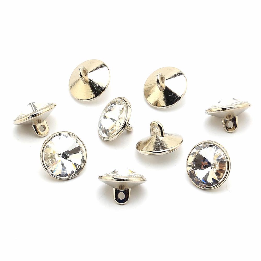 Taşlı Kırlent ve Mobilya Düğmesi Gümüş 10 adet