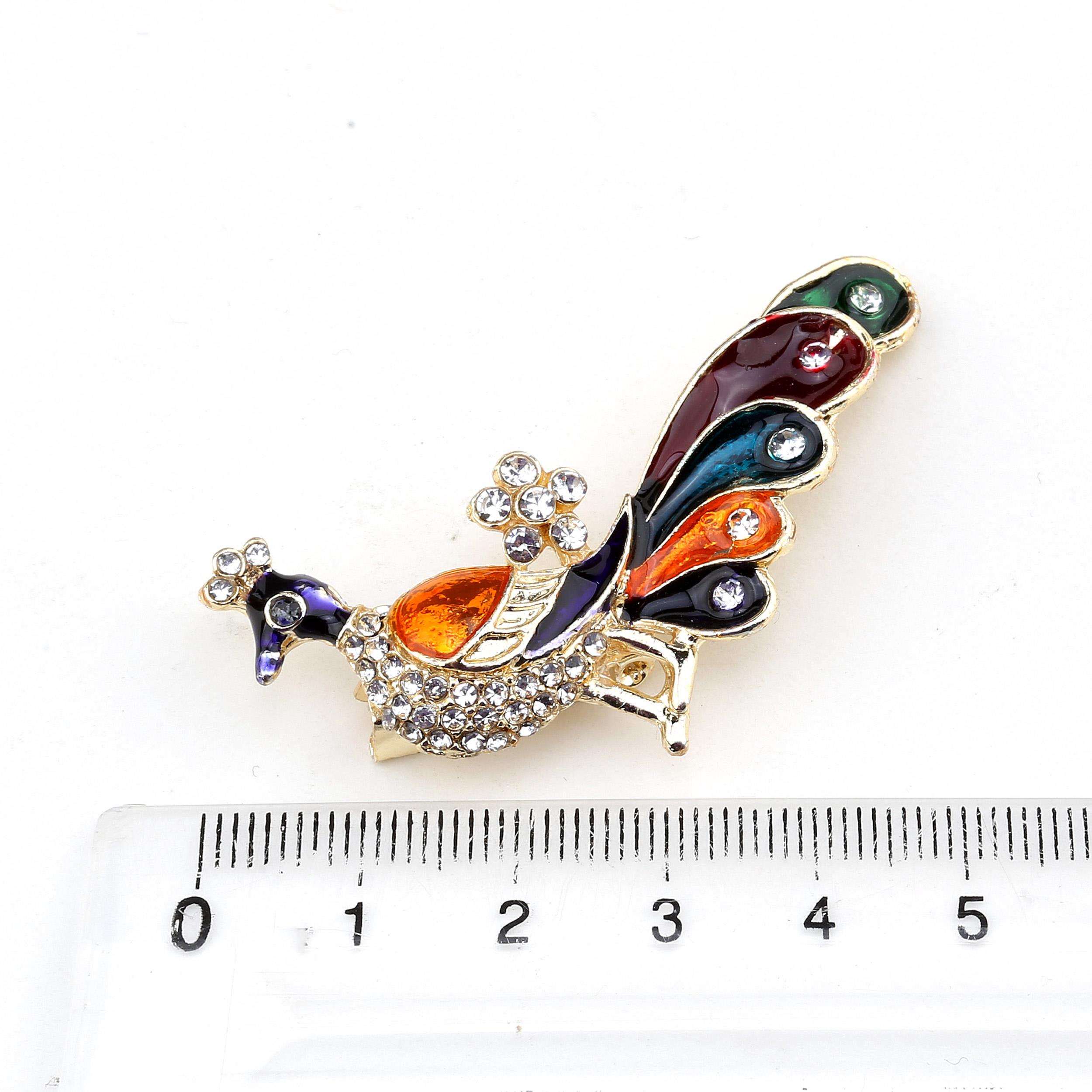 Taşlı Tavus Kuşu Broş