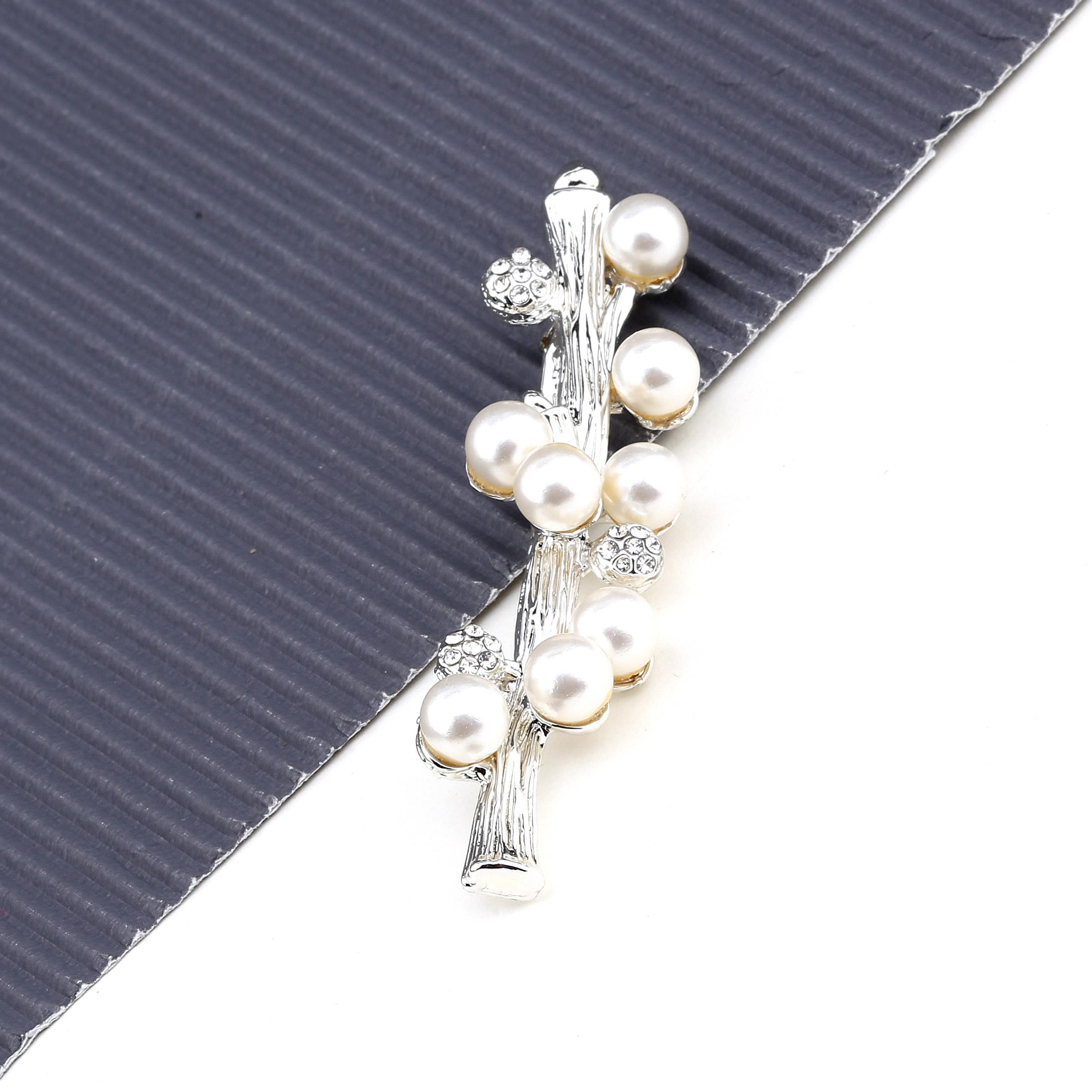 Taşlı ve İncili Dal Broş