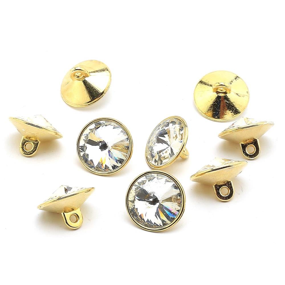 Taşlı Yastık ve Mobilya Düğmesi Altın 10 adet