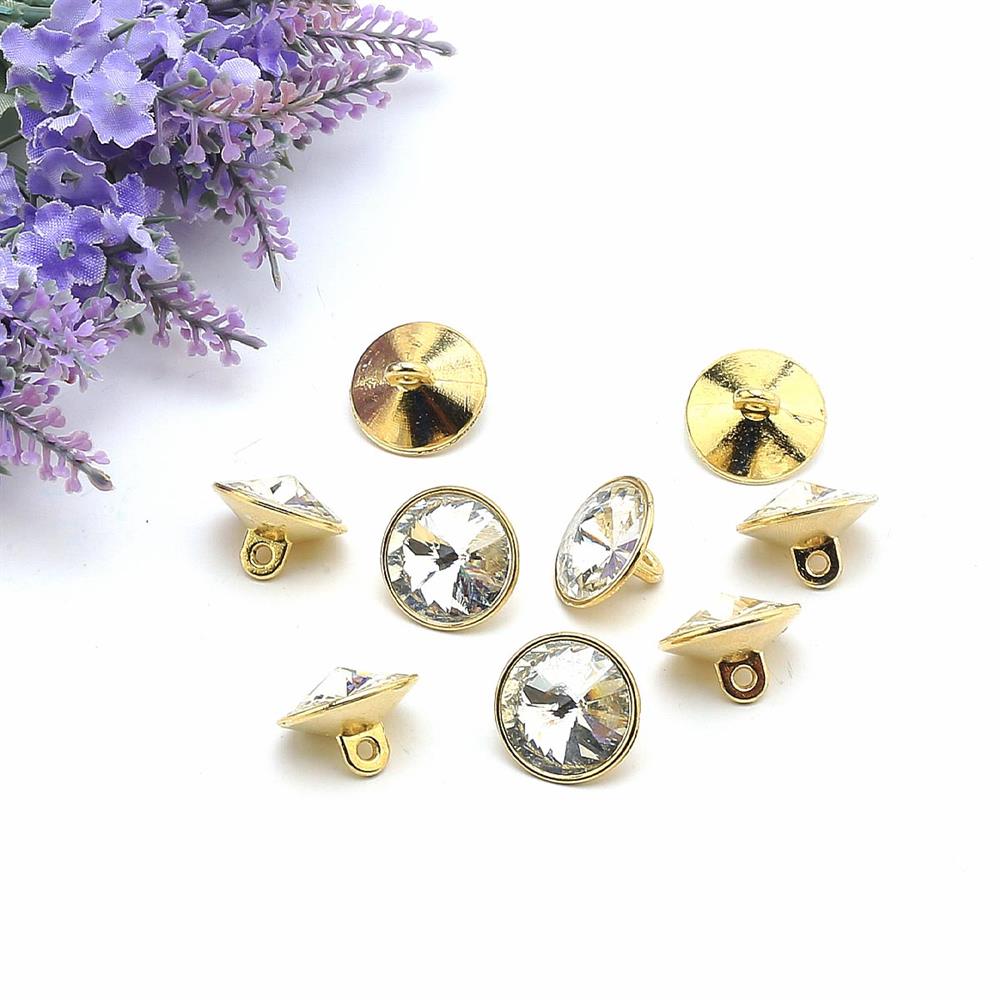 Taşlı Yastık ve Mobilya Düğmesi Altın 10 adet