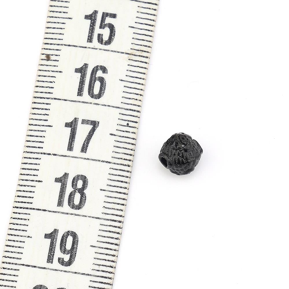 Tuğra Desenli Metal Siyah Boncuk 10 Adet