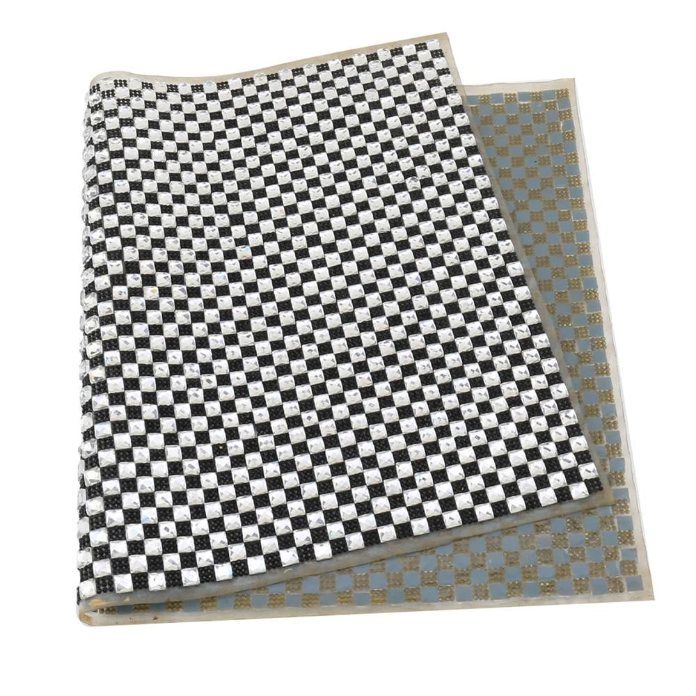 Ütüyle Yapışabilen Kristal Taşlı Meç Plaka Siyah Beyaz