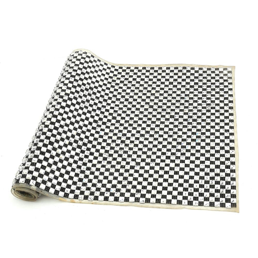 Ütüyle Yapışabilen Kristal Taşlı Meç Plaka Siyah Beyaz