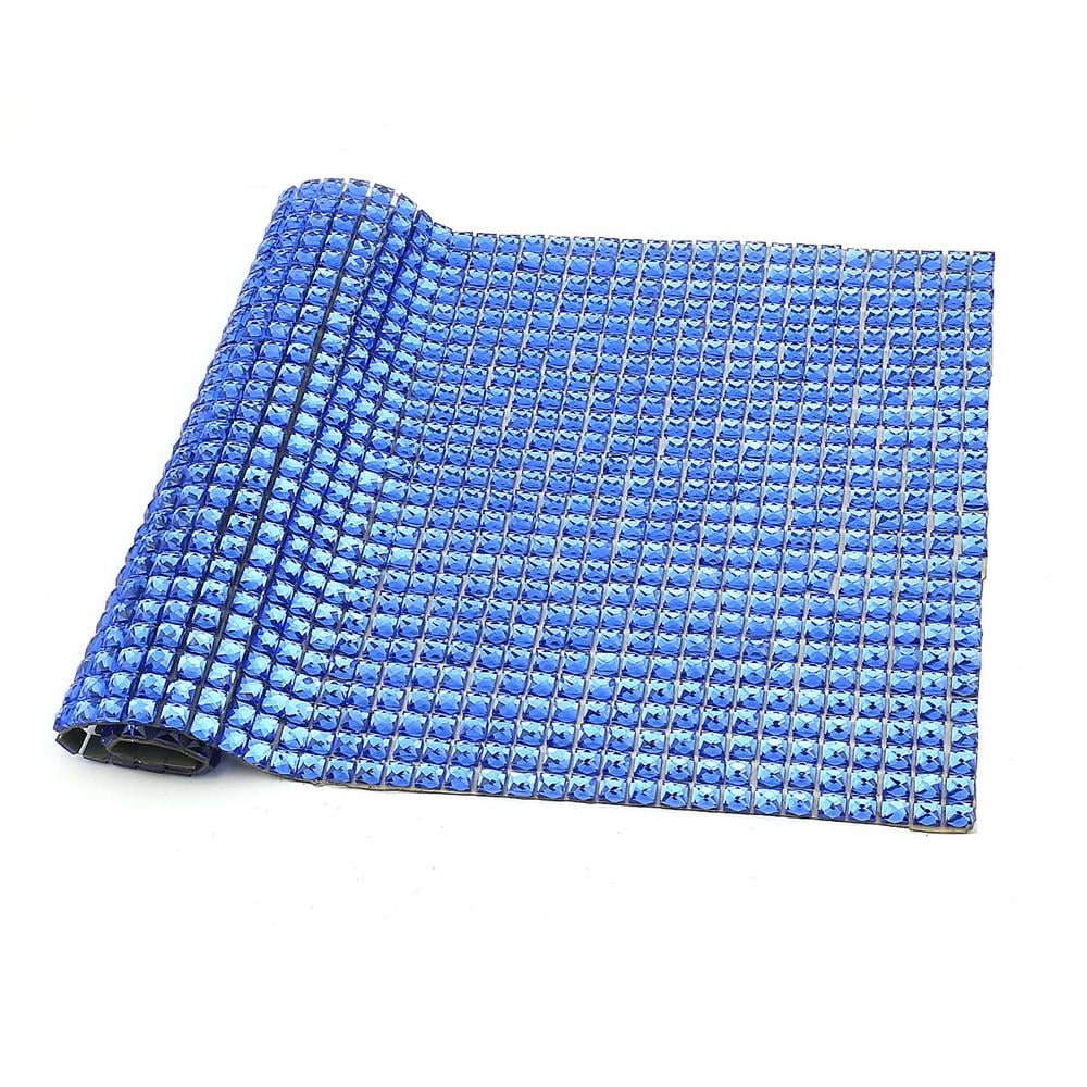 Ütüyle Yapışabilen Mavi Kare Kristal Taşlı Mesh Plaka