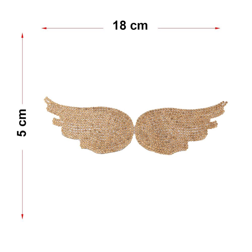 Ütüyle Yapışan Gold Taşlı Büyük Açık Kanat Aplik