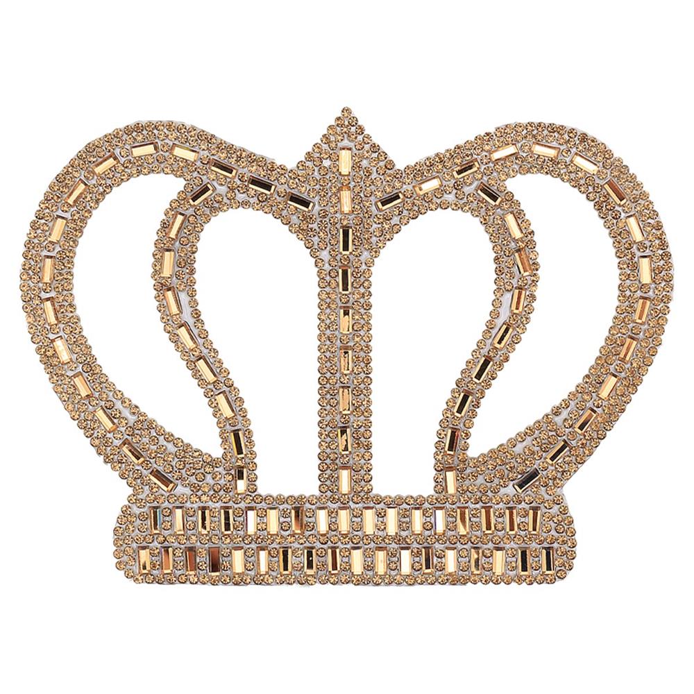 Ütüyle Yapıştırılabilen Bronz Taşlı Taç Motif Orta Boy