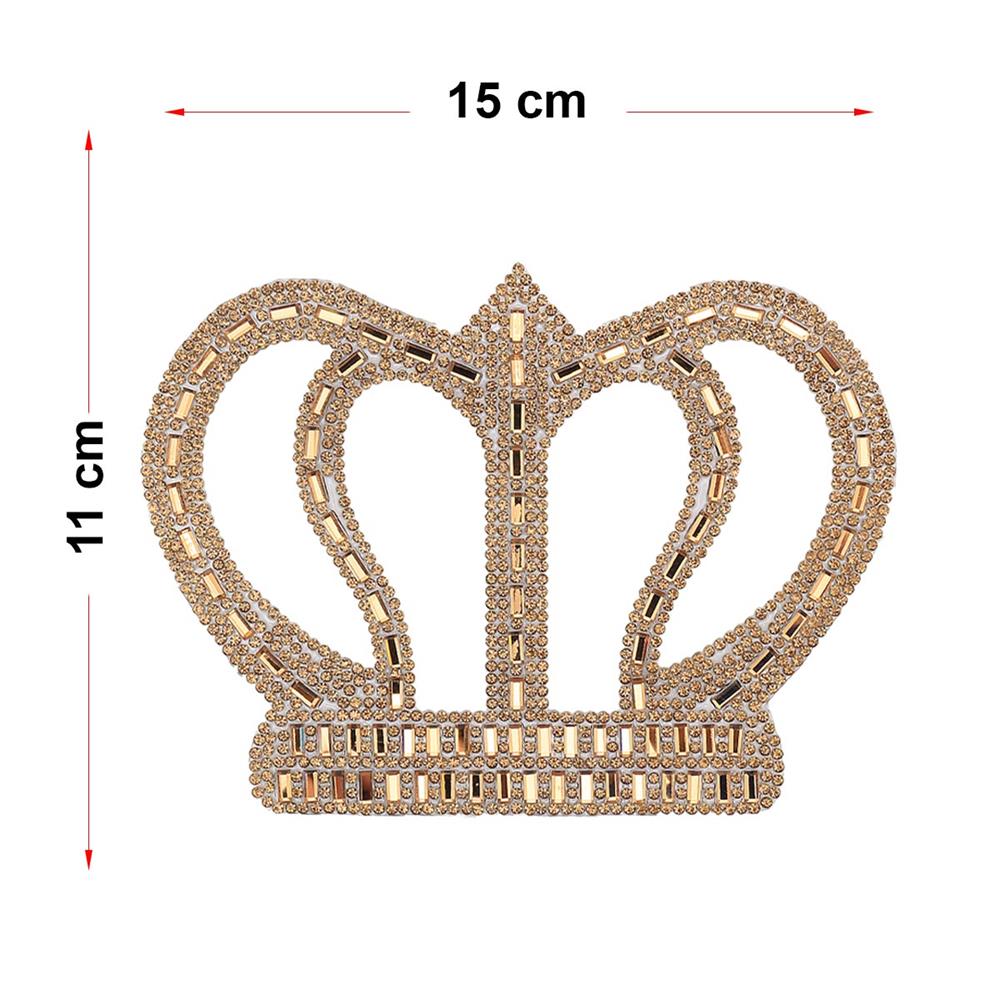 Ütüyle Yapıştırılabilen Bronz Taşlı Taç Motif Büyük Boy