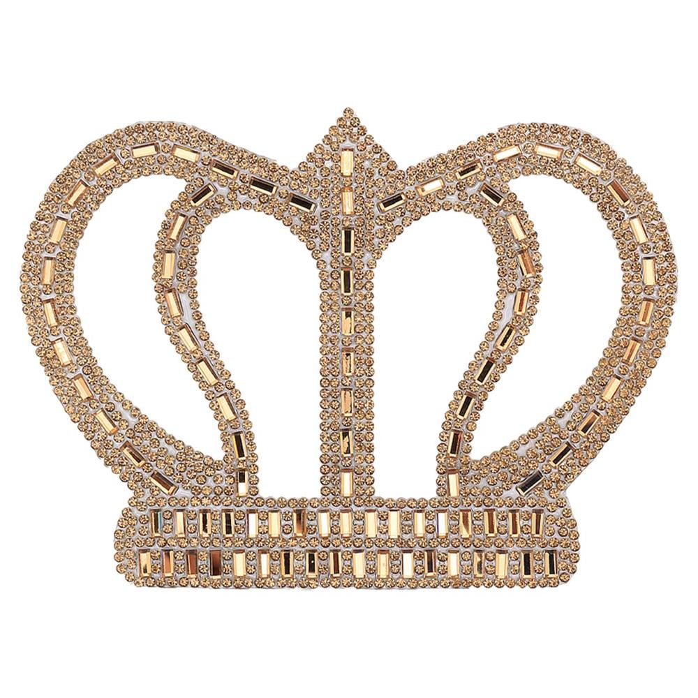 Ütüyle Yapıştırılabilen Bronz Taşlı Taç Motif Büyük Boy