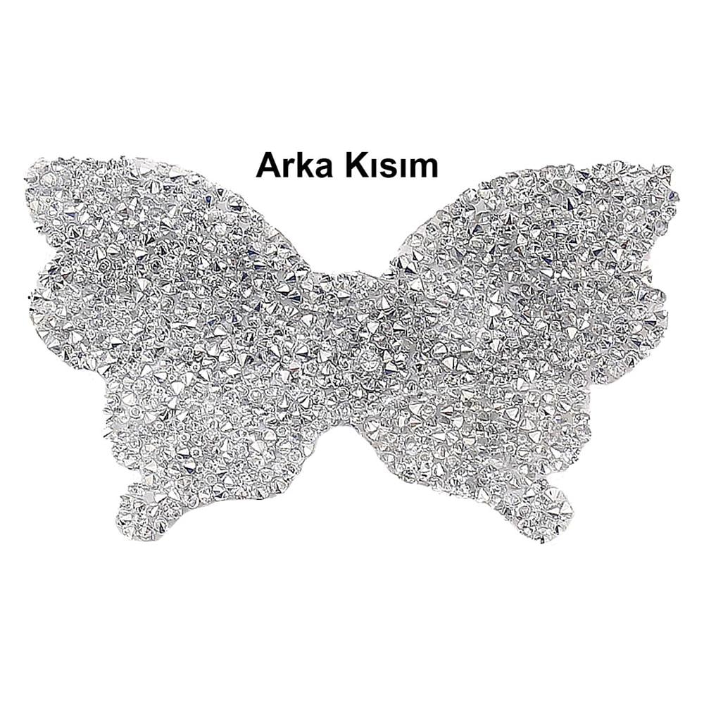 Ütüyle Yapıştırılabilen Gümüş Taşlı Kelebek