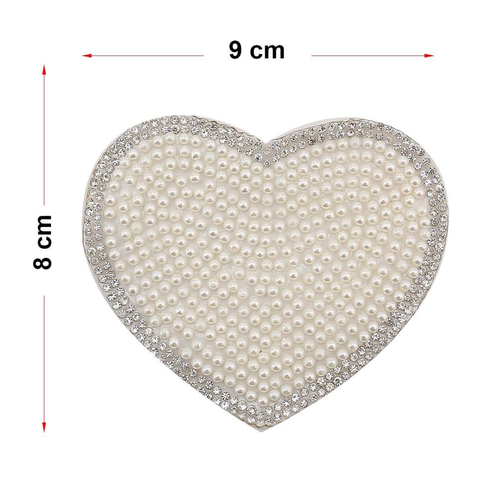 Ütüyle Yapıştırılabilen İncili Kalp Motif