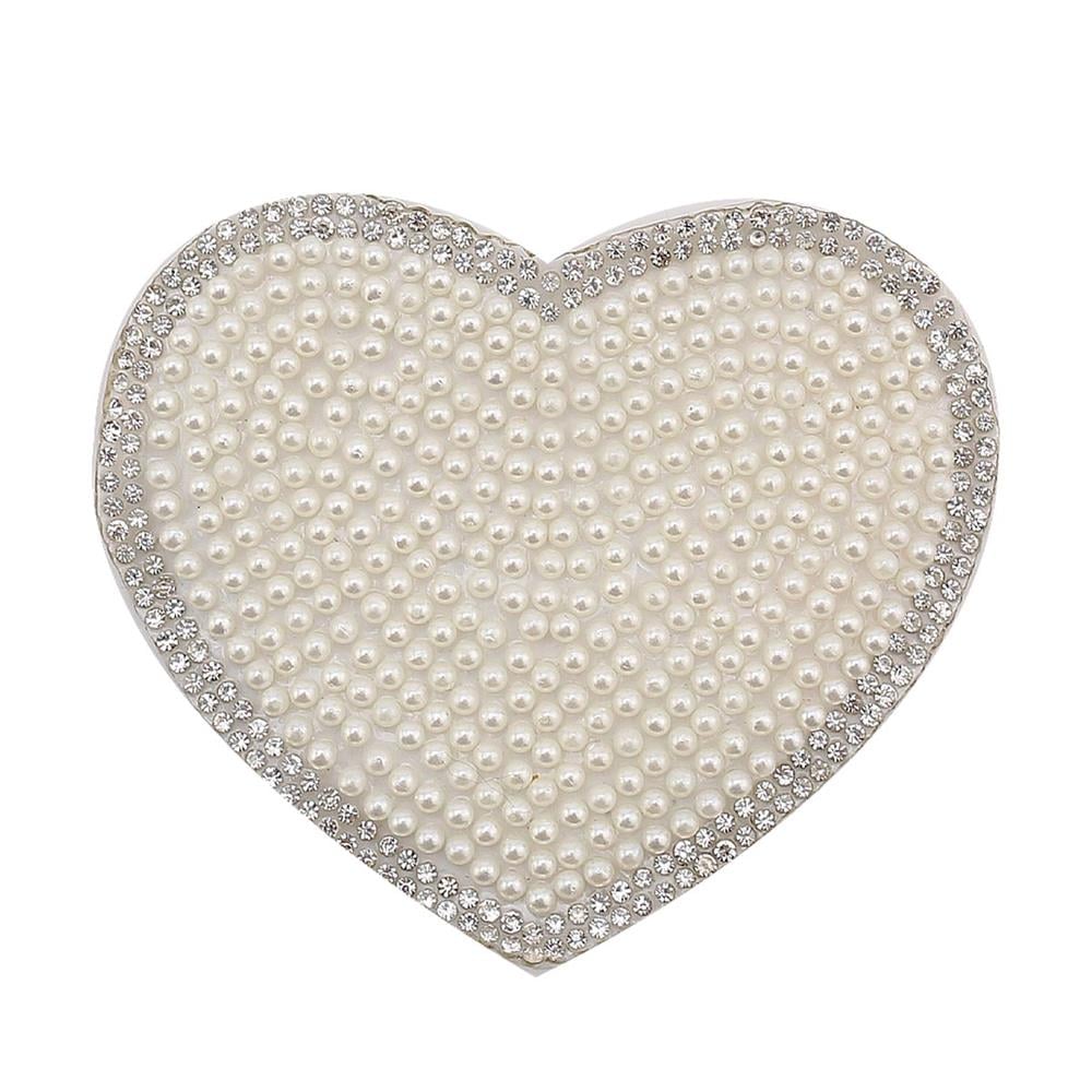 Ütüyle Yapıştırılabilen İncili Kalp Motif