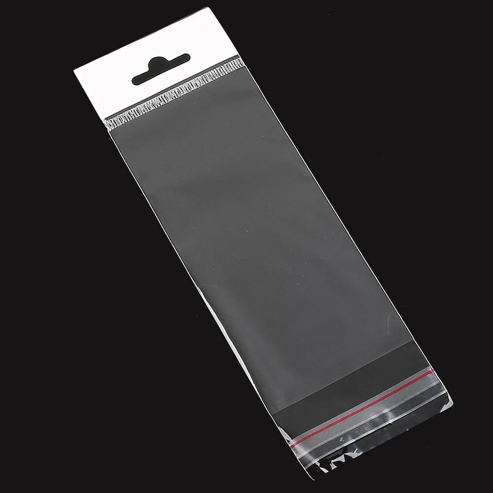 Yapışkanlı Askılı Şeffaf Jelatin Poşet 7 cm X 20 cm