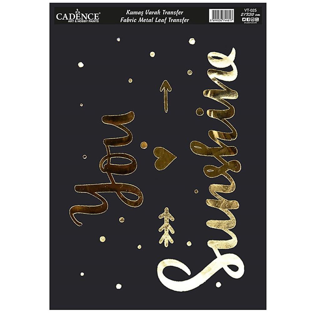 You Sunshine Yazılı Kumaş Altın Varak Transfer