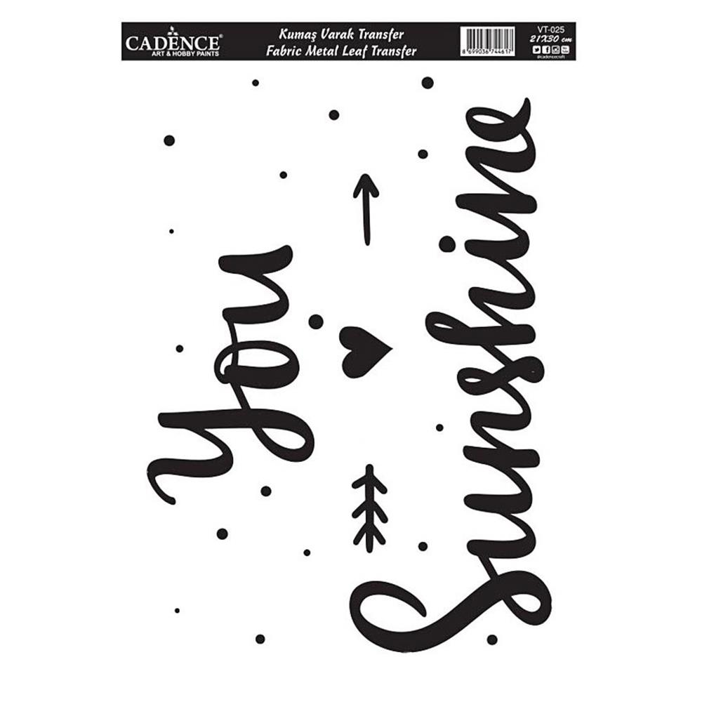 You Sunshine Yazılı Kumaş Altın Varak Transfer