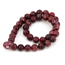 10 mm Desenli Bordo Kuvars Taşı Boncuk