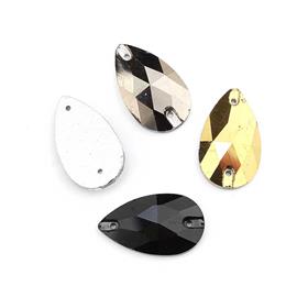 2 Delikli Damla Şeklinde Dikme Kristal Taş 28X16 mm