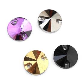 2 Delikli Yuvarlak Dikme Kristal Taş 14 mm 5 adet