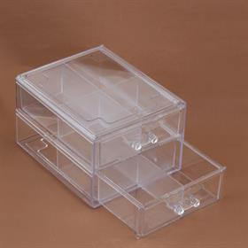 2 Katlı, 8 Bölmeli Çekmeceli Pleksi Takı Kutusu