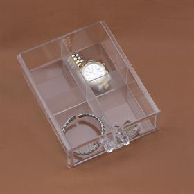 2 Katlı, 8 Bölmeli Çekmeceli Pleksi Takı Kutusu