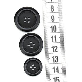 4 Delikli Siyah Düğme (3 Farklı Boy Seçeneği)