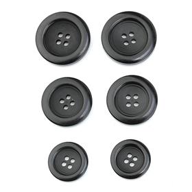 4 Delikli Siyah Düğme (3 Farklı Boy Seçeneği)