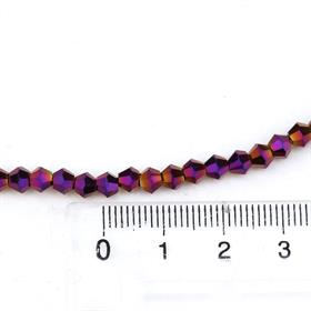 4 mm Kaplama Mor Piramit Cam Boncuk