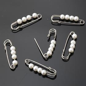 6 adet Beyaz İncili Çengelli İğne