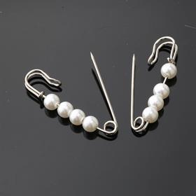 6 adet Beyaz İncili Çengelli İğne