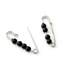 6 adet Siyah İncili Çengelli İğne