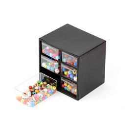 6 Çekmeceli Taş ve Boncuk Saklama Kutusu Siyah