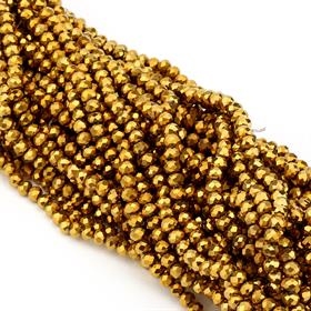 6 mm Altın Kristal Cam Boncuk