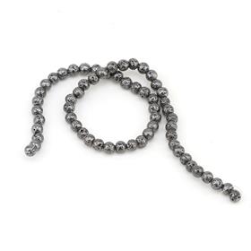 6 mm Hematit Kaplamalı Lav Taşı Boncuk